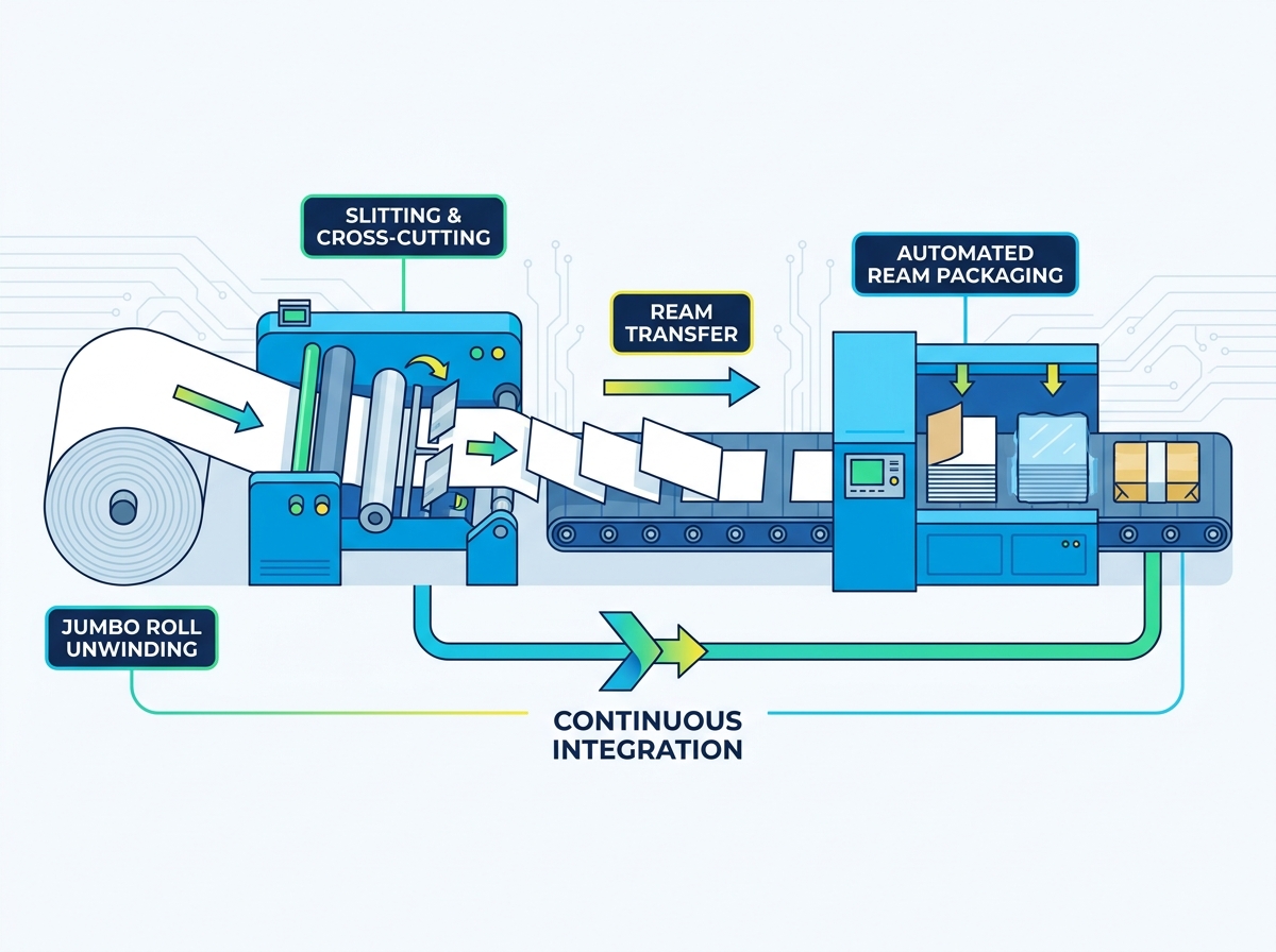 A4 copy paper cutting and wrapping machine integrated production line